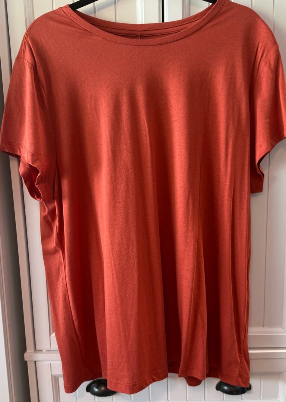 Quince Cotton Modal Crew Neck Swing Tee burnt sienna XL NWT